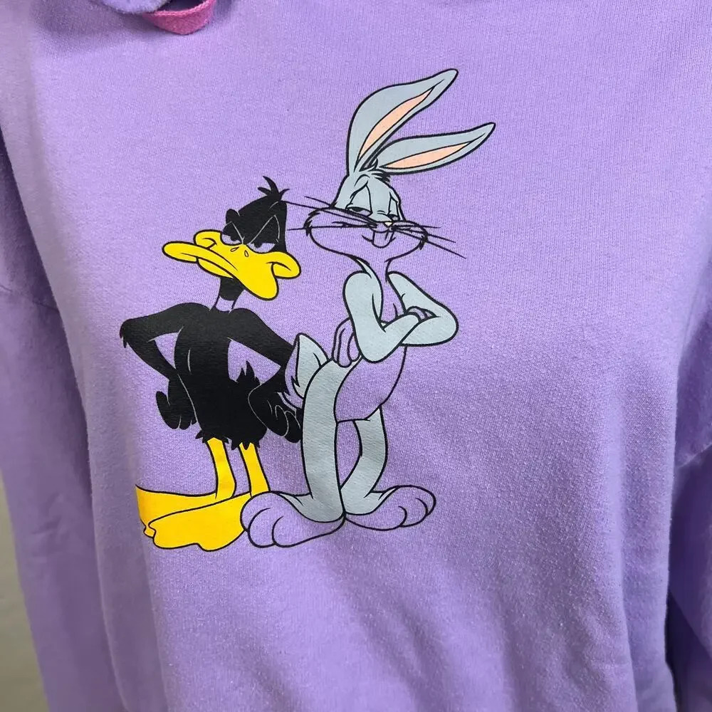 Looney Tunes Youth Size XXL Hoodie Bugs Bunny & Daffy Duck Purple - Picture 2 of 6